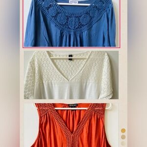Plus Size 1X Everyday Blouse Bundle (3) – Lace Detail Tops